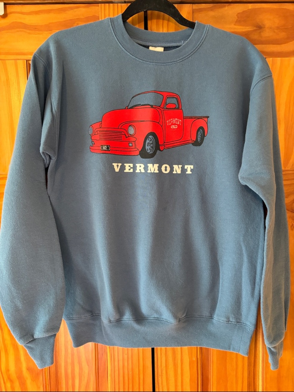 Hanes Blue Crewneck Sweatshirt with Red Truck Graphic